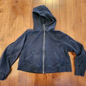 Lululemon women's black cropped full zip scuba with hood in size M/L